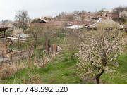 View of the village in Armenia in the spring. Kotayk region. Стоковое фото, фотограф Evgenia Shevardina / Фотобанк Лори