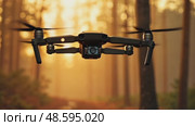 A forest fire survivor's companion drone scout lost in smoke-scented place, charred pine needles stuck. Стоковое AI-видео, аниматор Sergey Grishin / Фотобанк Лори