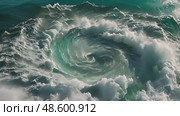 Giant maelstrom building up and cresting in middle of the ocean, demonstrating the raw power of nature in action. Стоковое AI-видео, аниматор Данила Большаков / Фотобанк Лори