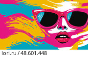 Summer Beauty: Vivid Portrait with Sunglass. Стоковое AI-изображение, AI-художник Данила Большаков / Фотобанк Лори