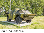 Музей военной  и авиационной техники гостиничного комплекса «Аэродром Танай».  Бронеавтомобиль БРДМ. Кемеровская область, Западная Сибирь России. Стоковое фото, фотограф Евгений Мухортов / Фотобанк Лори
