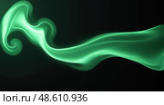 Abstract Green Smoke Dances on a Black Background, Showcasing Elegance and Fluidity. Стоковое AI-изображение, AI-художник Sergey Grishin / Фотобанк Лори