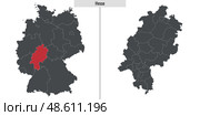 Map of Hesse state of Germany. Стоковая иллюстрация, иллюстратор Максим Гребешков / Фотобанк Лори
