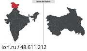 Map of Jammu and Kashmir state of India. Стоковая иллюстрация, иллюстратор Максим Гребешков / Фотобанк Лори