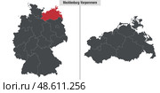 Map of Mecklenburg-Vorpommern state of Germany. Стоковая иллюстрация, иллюстратор Максим Гребешков / Фотобанк Лори