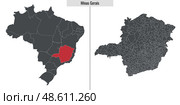 Map of Minas Gerais state of Brazil. Стоковая иллюстрация, иллюстратор Максим Гребешков / Фотобанк Лори