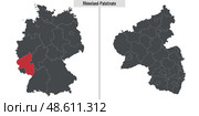 Map of Rhineland-Palatinate state of Germany. Стоковая иллюстрация, иллюстратор Максим Гребешков / Фотобанк Лори
