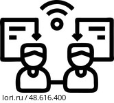 Обмен информацией между двумя людьми через сеть. Стоковое AI-изображение, AI-художник Ольга Невская / Фотобанк Лори