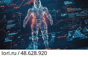 Cybernetic guardians in futuristic armor rise from digital networks, showcasing advanced AI, circuitry, and high-tech innovation. Стоковое AI-видео, аниматор Данила Большаков / Фотобанк Лори