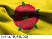 3D illustration flag of Lancashire is a region of England. Wavin. Стоковое фото, фотограф Максим Гребешков / Фотобанк Лори