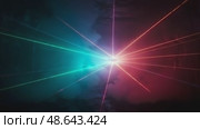 Laser lights creating dynamic patterns in smoky atmosphere. Стоковое AI-видео, аниматор KATERINA AI / Фотобанк Лори