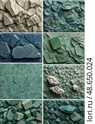 In an artistic arrangement, various pieces of amazonite mineral silicate reveal their stunning bluish green colors and unique textures Generative AI. Стоковое AI-изображение, AI-художник Юлия Петровская / Фотобанк Лори