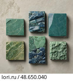 A diverse collection of amazonite minerals reveals stunning bluish green shades and unique textures. Each piece displays the captivating charm of natures artistry in mineral formation Generative AI. Стоковое AI-изображение, AI-художник Юлия Петровская / Фотобанк Лори