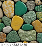 A captivating collection of unakite mineral stones, featuring epidosite in various shapes and vivid hues Generative AI. Стоковое AI-изображение, AI-художник Юлия Петровская / Фотобанк Лори