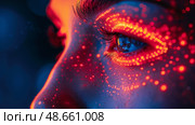 A Mystical Portrait Enhanced with Ethereal Light Accentuated by Sparkling Visual Effects for a Dreamlike Quality. Стоковое AI-изображение, AI-художник Anastasy Yarmolovich / Фотобанк Лори