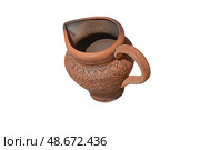 Старый глиняный кувшин на белом фоне. Clay jug handmade isolated on white. Стоковое фото, фотограф Татьяна Д / Фотобанк Лори