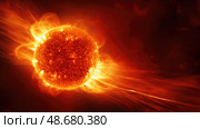 eruption sun in space ai generated. Стоковое AI-изображение, AI-художник Vectorwin / Фотобанк Лори