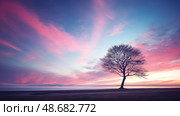 sunsilhouette pink and blue sky ai generated. Стоковое AI-изображение, AI-художник Vectorwin / Фотобанк Лори