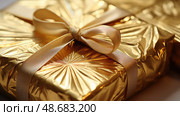 gift crinkled gold ai generated. Стоковое AI-изображение, AI-художник Vectorwin / Фотобанк Лори