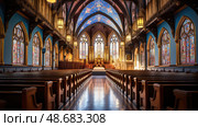 chancel church interior ai generated. Стоковое AI-изображение, AI-художник Vectorwin / Фотобанк Лори