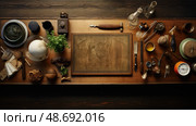 knick wooden table top view ai generated. Стоковое AI-изображение, AI-художник Vectorwin / Фотобанк Лори