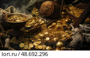 burial viking gold ai generated. Стоковое AI-изображение, AI-художник Vectorwin / Фотобанк Лори