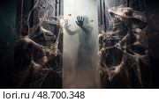 eerie halloween doors ai generated. Стоковое AI-изображение, AI-художник Vectorwin / Фотобанк Лори