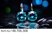 earrings blue zircon ai generated. Стоковое AI-изображение, AI-художник Vectorwin / Фотобанк Лори