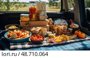 vegetables road trip snacks ai generated. Стоковое AI-изображение, AI-художник Vectorwin / Фотобанк Лори