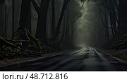 haunted scary road ai generated. Стоковое AI-изображение, AI-художник Vectorwin / Фотобанк Лори