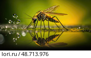 proboscis mosquito in water ai generated. Стоковое AI-изображение, AI-художник Vectorwin / Фотобанк Лори