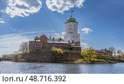 Выборг, замок. Гюйс над башней Олафа (май 2025 год) Редакционное фото, фотограф Юрий Кирсанов / Фотобанк Лори