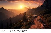 nature mountain road sunset ai generated. Стоковое AI-изображение, AI-художник Vectorwin / Фотобанк Лори