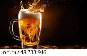 golden beer in mug ai generated. Стоковое AI-изображение, AI-художник Vectorwin / Фотобанк Лори