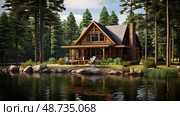 cape new england houses ai generated. Стоковое AI-изображение, AI-художник Vectorwin / Фотобанк Лори