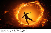 stunt man on fire ai generated. Стоковое AI-изображение, AI-художник Vectorwin / Фотобанк Лори