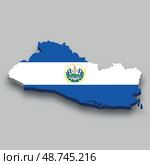 3d isometric Map of El Salvador with national flag. Стоковая иллюстрация, иллюстратор Максим Гребешков / Фотобанк Лори