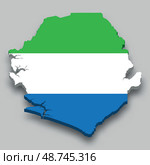 3d isometric Map of Sierra Leone with national flag. Стоковая иллюстрация, иллюстратор Максим Гребешков / Фотобанк Лори