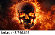 flames skull fire ai generated. Стоковое AI-изображение, AI-художник Vectorwin / Фотобанк Лори