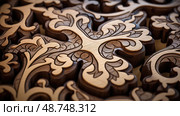 carvings wooden puzzle pieces ai generated. Стоковое AI-изображение, AI-художник Vectorwin / Фотобанк Лори