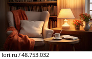 armchair book study ai generated. Стоковое AI-изображение, AI-художник Vectorwin / Фотобанк Лори