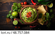 spread avocado mexican food background ai generated. Стоковое AI-изображение, AI-художник Vectorwin / Фотобанк Лори
