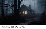 dilapidated spooky halloween house ai generated. Стоковое AI-изображение, AI-художник Vectorwin / Фотобанк Лори