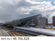 Строительство станции метро Потапово в Москве (2024 год). Редакционное фото, фотограф Валерий Иванович Клейменов / Фотобанк Лори