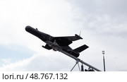 Drone Launched From Ground Station During Military Operations in Conflict Zone Aimed at Reconnaissance and Targeting Enemy Positions. Стоковое фото, фотограф Громов Александр / Фотобанк Лори