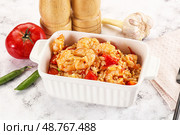Italian pasta orzo with prawn. Стоковое фото, фотограф Андрей Старостин / Фотобанк Лори