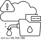 Иконки утечки данных с облачными символами на прозрачном фоне. Стоковое AI-изображение, AI-художник Ольга Березина / Фотобанк Лори