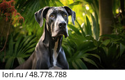 majestic gray great dane ai generated. Стоковое AI-изображение, AI-художник Vectorwin / Фотобанк Лори