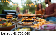 onion black bean burgers ai generated. Стоковое AI-изображение, AI-художник Vectorwin / Фотобанк Лори