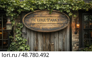 old antique wood sign ai generated. Стоковое AI-изображение, AI-художник Vectorwin / Фотобанк Лори
